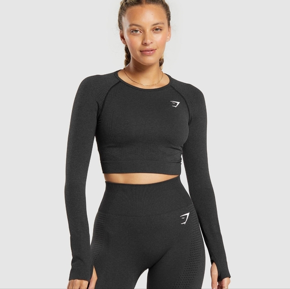 gymshark vital seamless 2.0 crop top black Woman's M - Picture 1 of 4